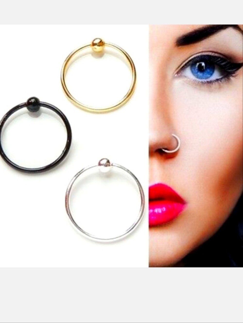 3 nose ring hoops